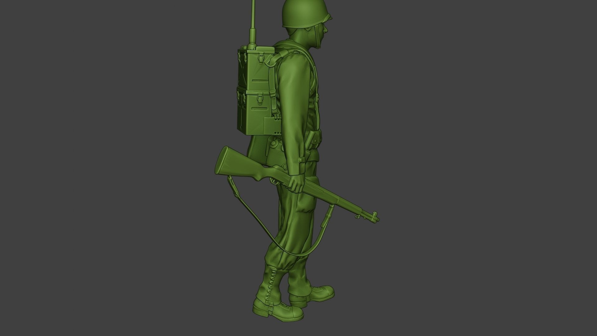 American engineer soldier ww2 walk A9 3D print model_30