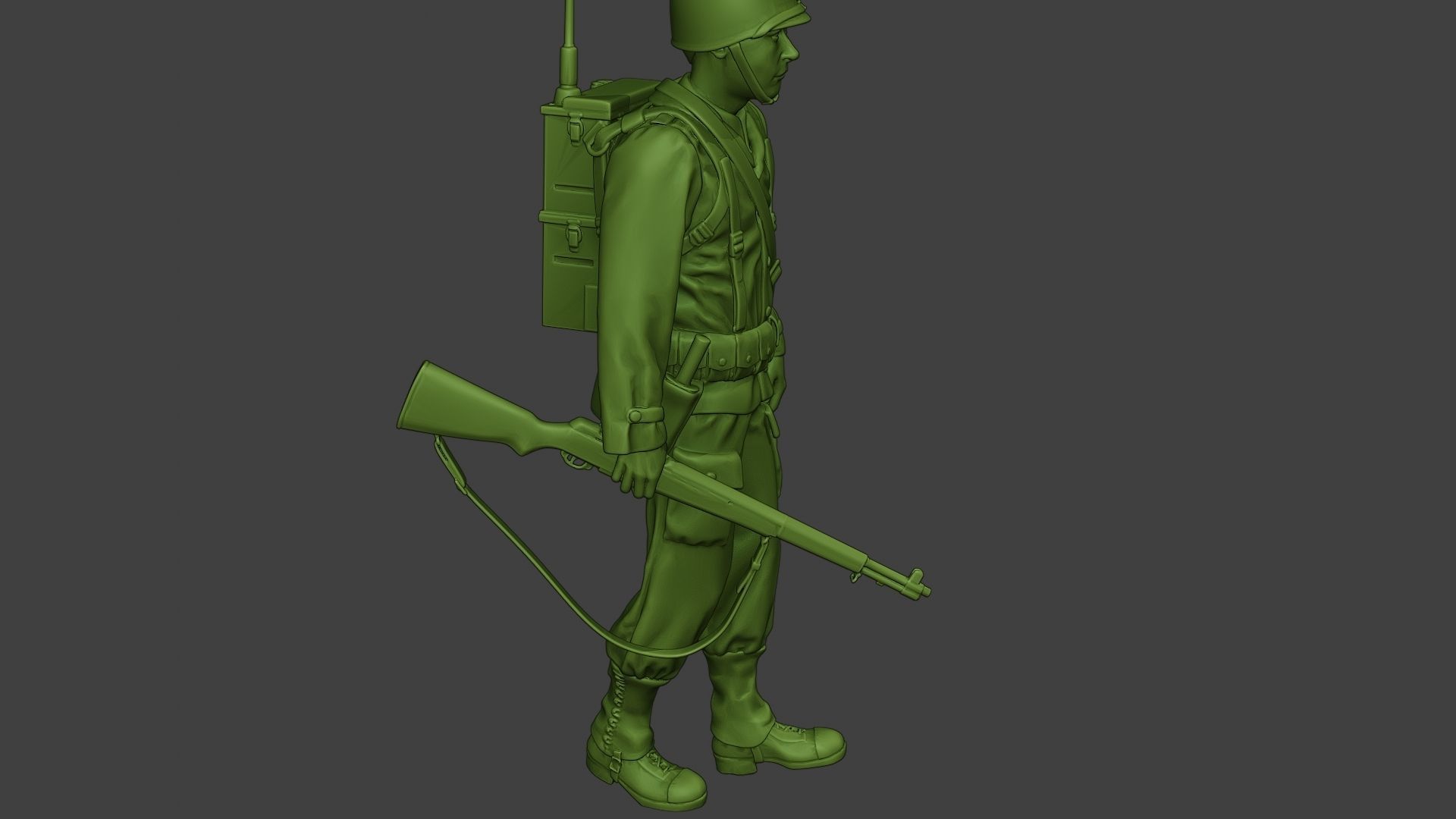 American engineer soldier ww2 walk A9 3D print model_29