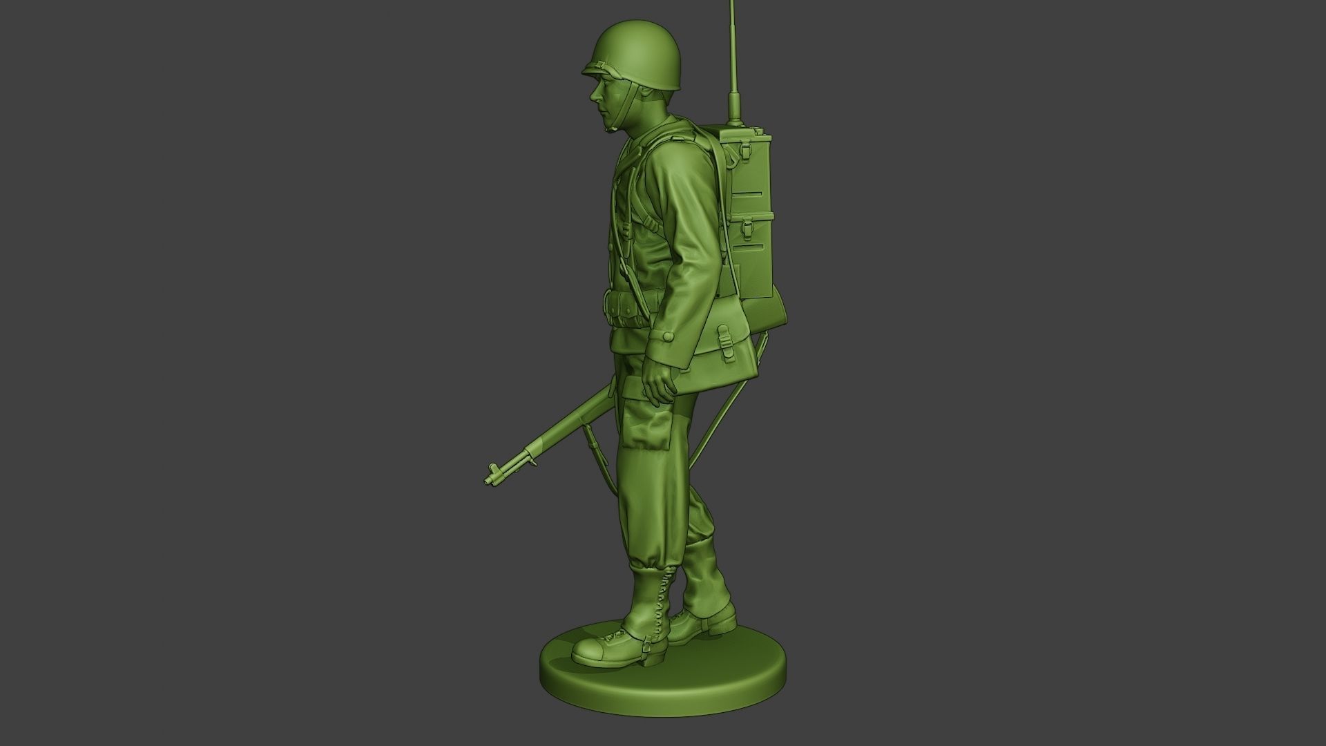 American engineer soldier ww2 walk A9 3D print model_2