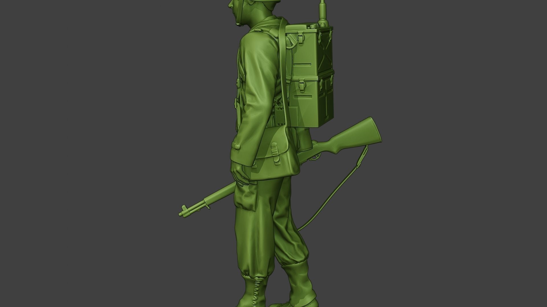 American engineer soldier ww2 walk A9 3D print model_25