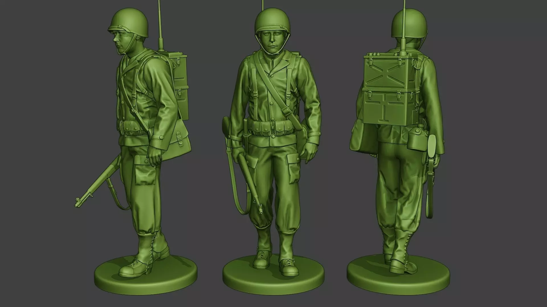American engineer soldier ww2 walk A9 3D print model_0