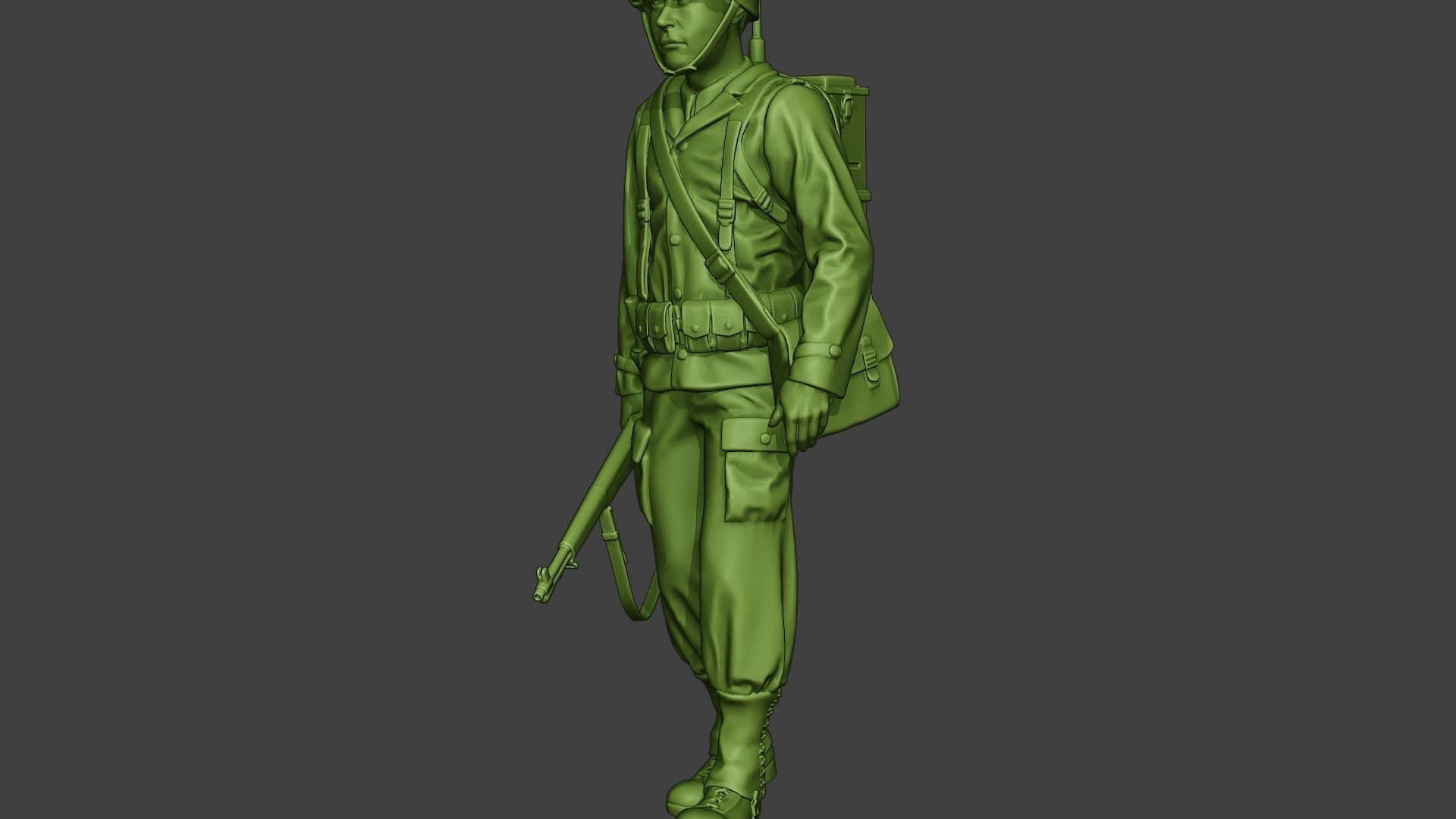 American engineer soldier ww2 walk A9 3D print model_26