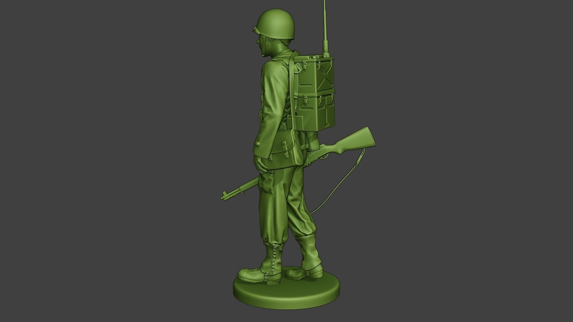 American engineer soldier ww2 walk A9 3D print model_3