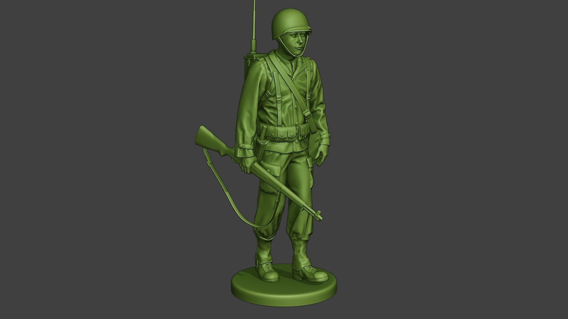 American engineer soldier ww2 walk A9 3D print model_9