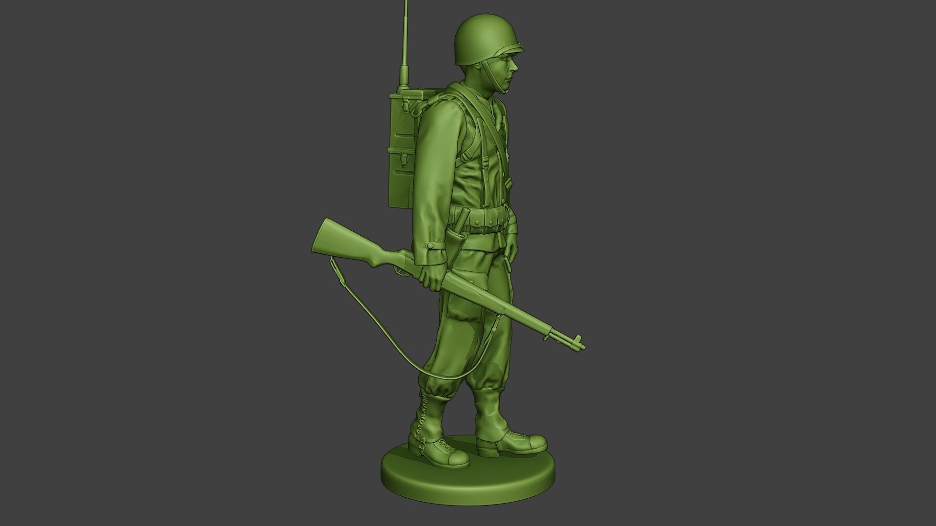 American engineer soldier ww2 walk A9 3D print model_8