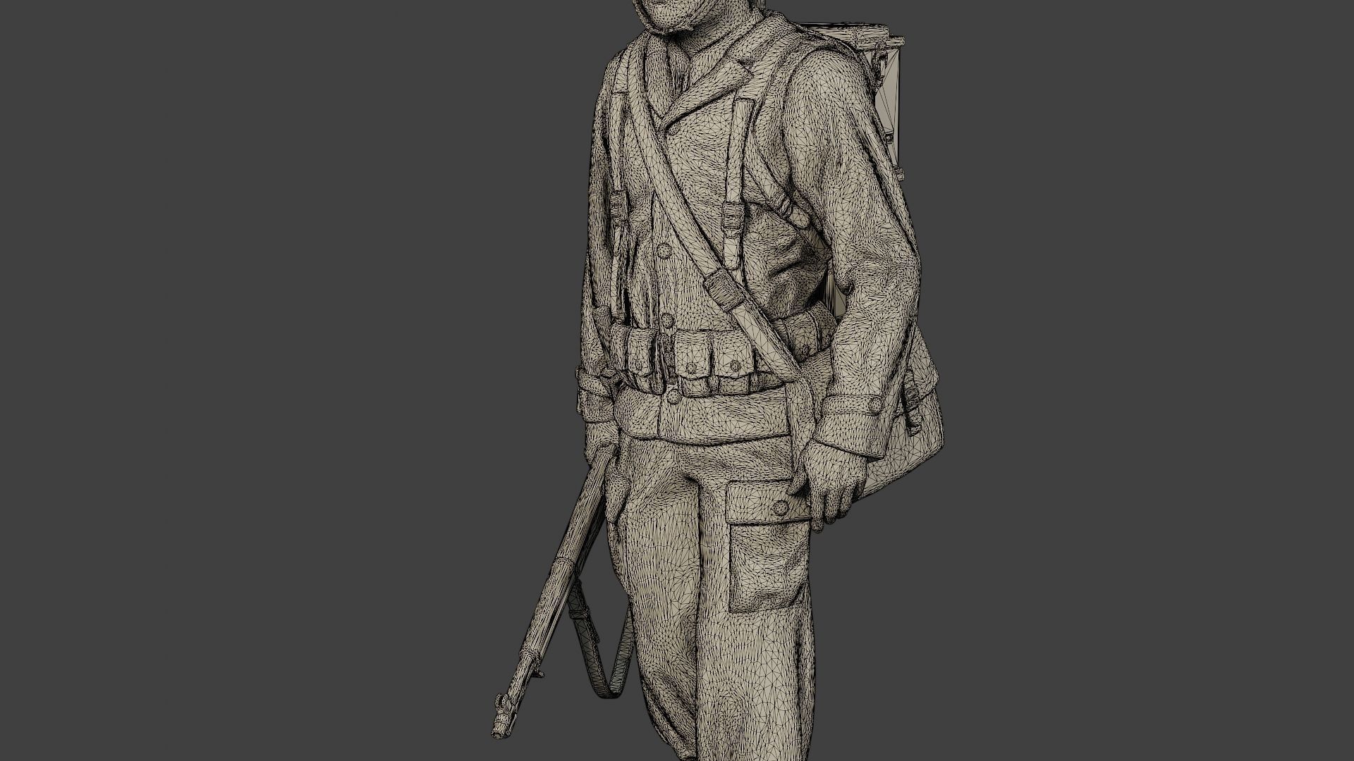 American engineer soldier ww2 walk A9 3D print model_11