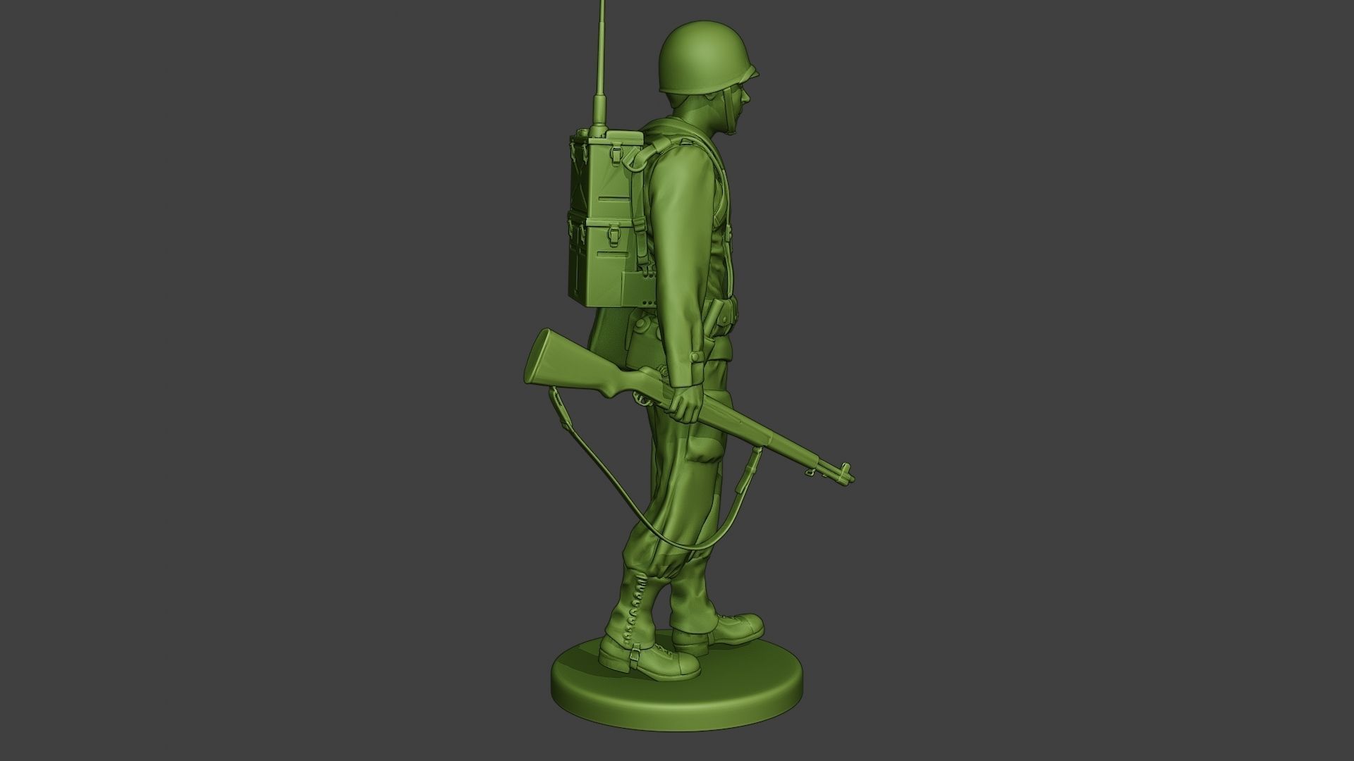 American engineer soldier ww2 walk A9 3D print model_7