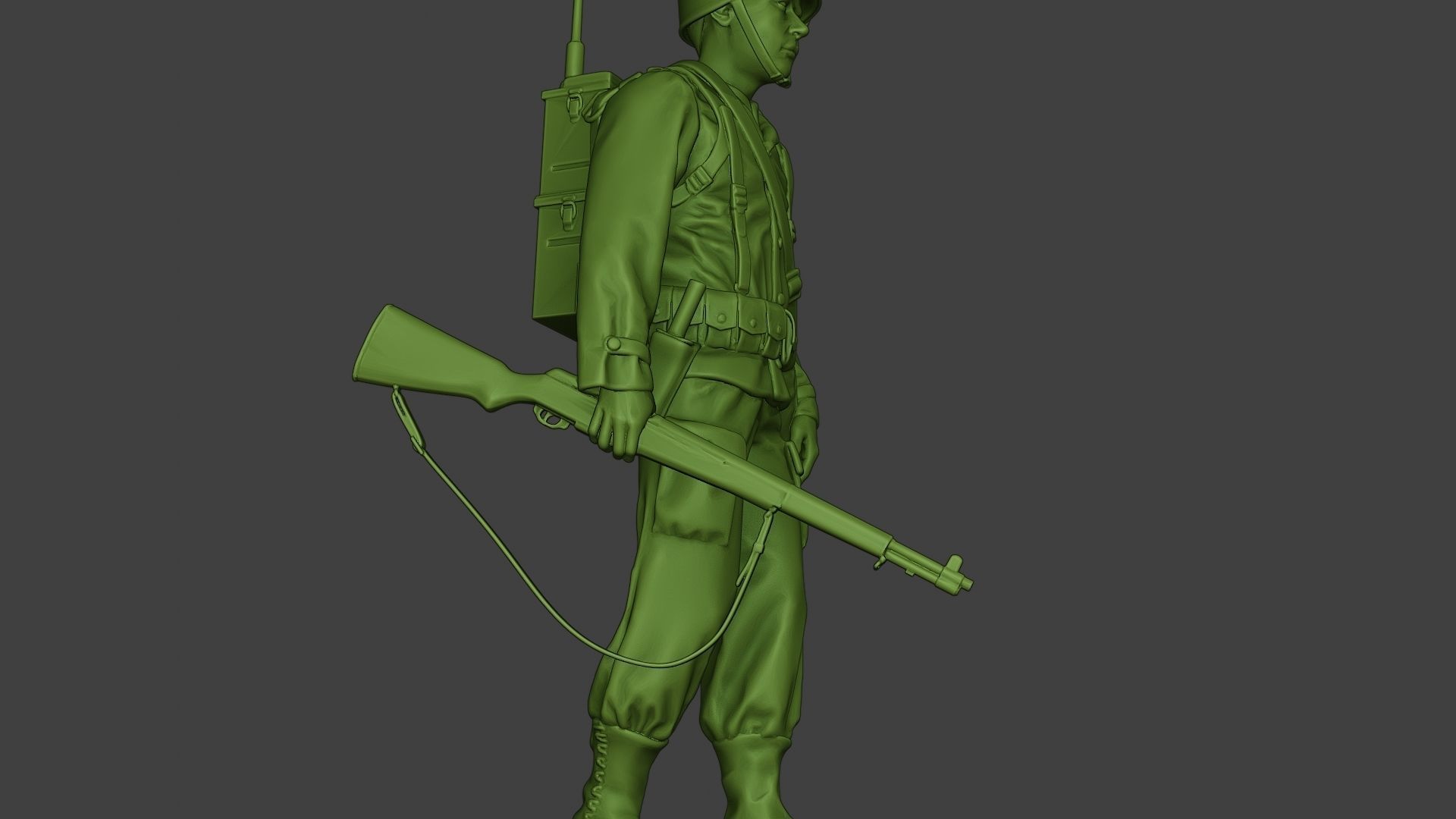 American engineer soldier ww2 walk A9 3D print model_28