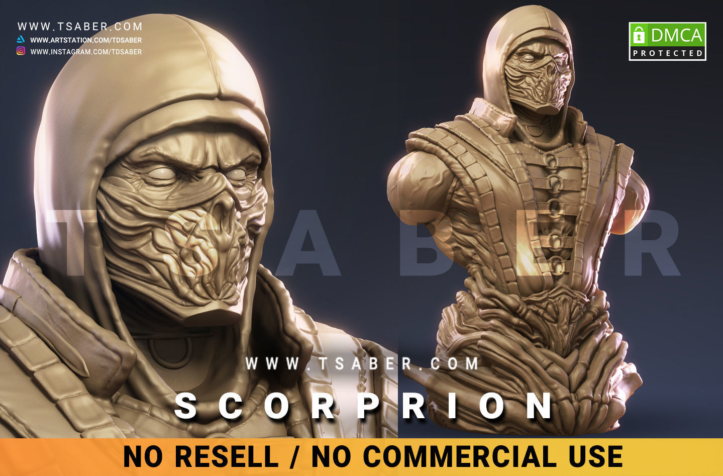 Scorpion Bust - Tsaber 3D print model_1