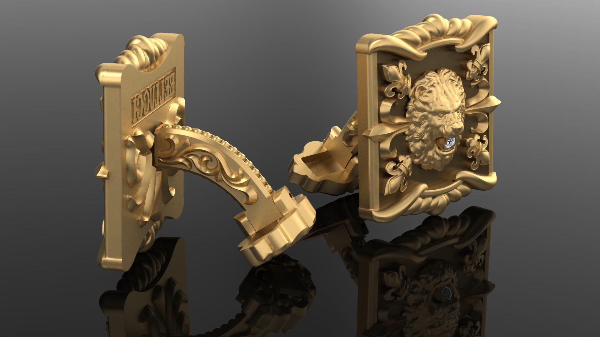 Cufflinks Lion 3D print model_1