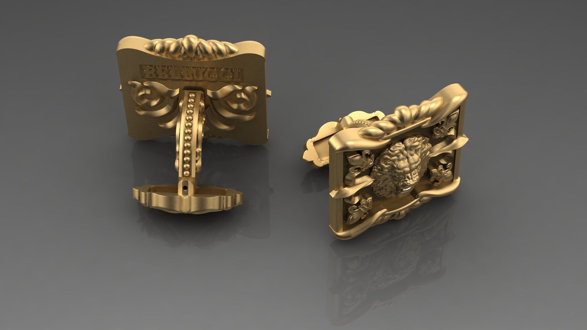 Cufflinks Lion 3D print model_2