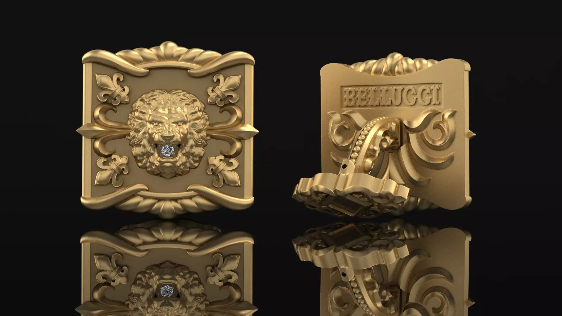 Cufflinks Lion 3D print model_0