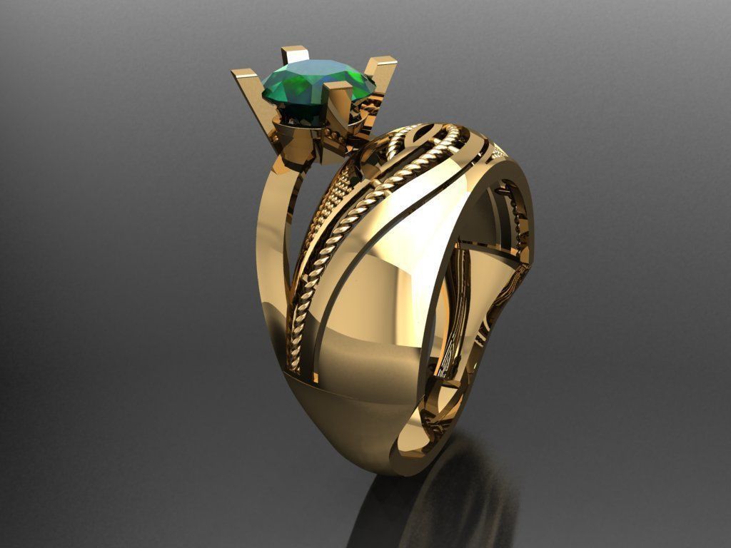TW056- Diamond ring 3D print model_4