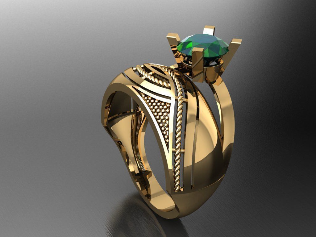 TW056- Diamond ring 3D print model_3