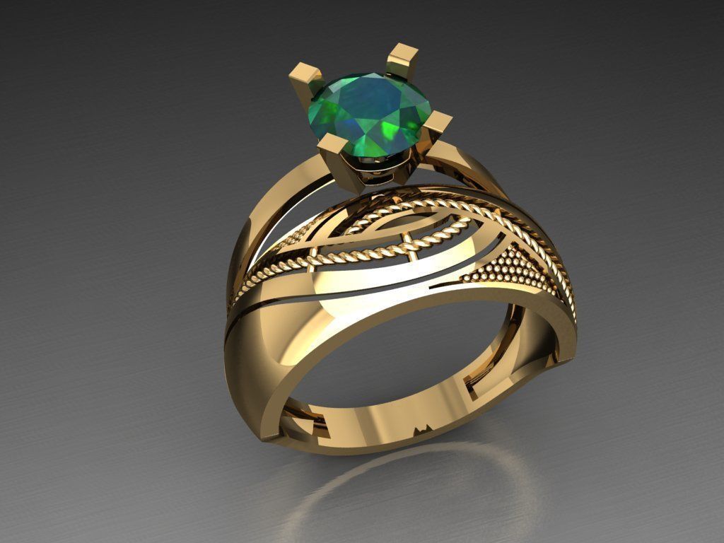 TW056- Diamond ring 3D print model_2