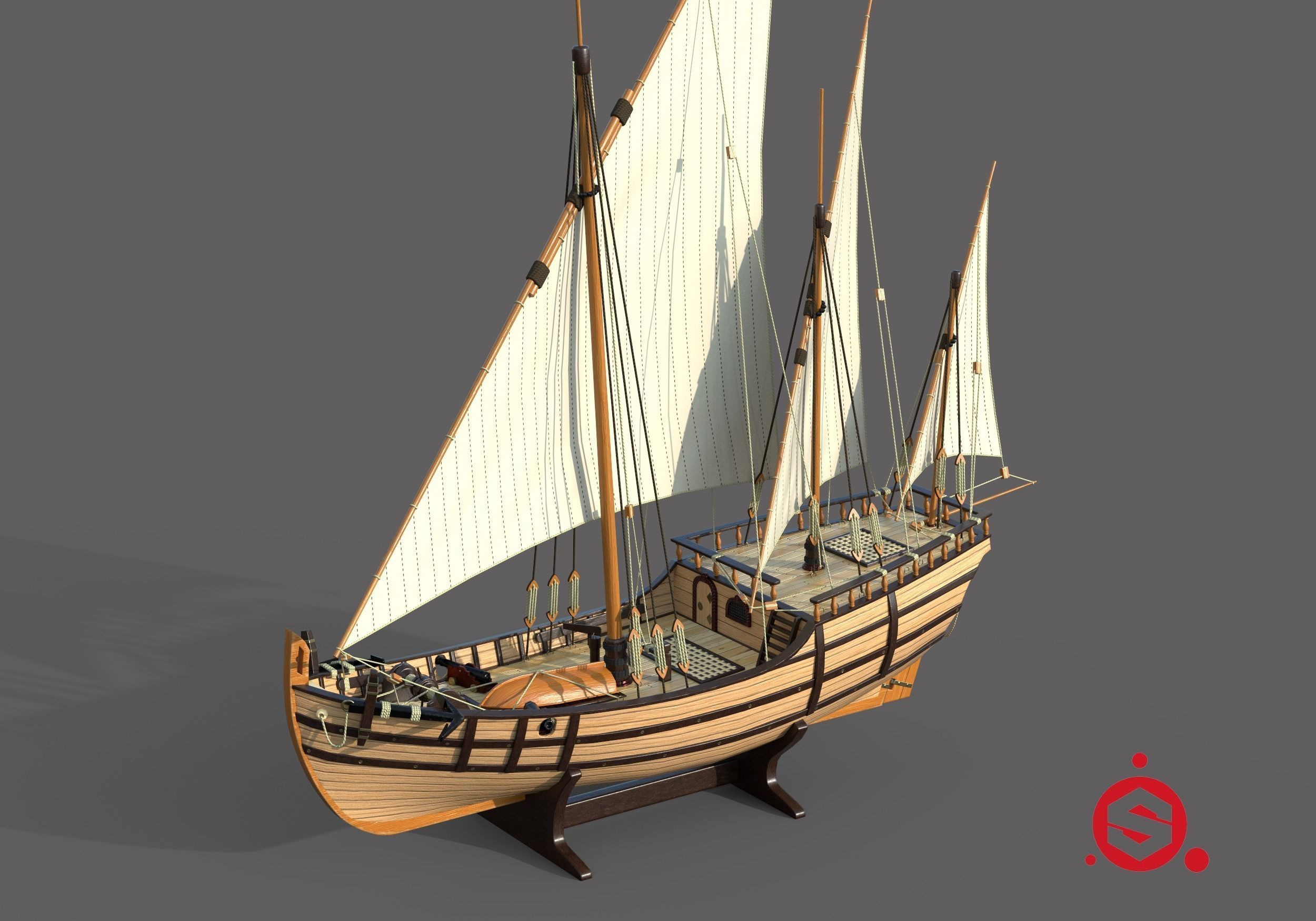 LaNina ship low-poly Low-poly 3D model_1