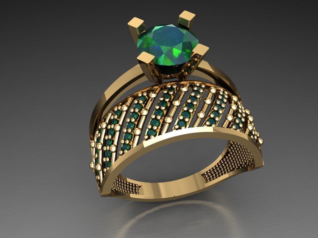 TW060- Diamond ring 3D print model_2