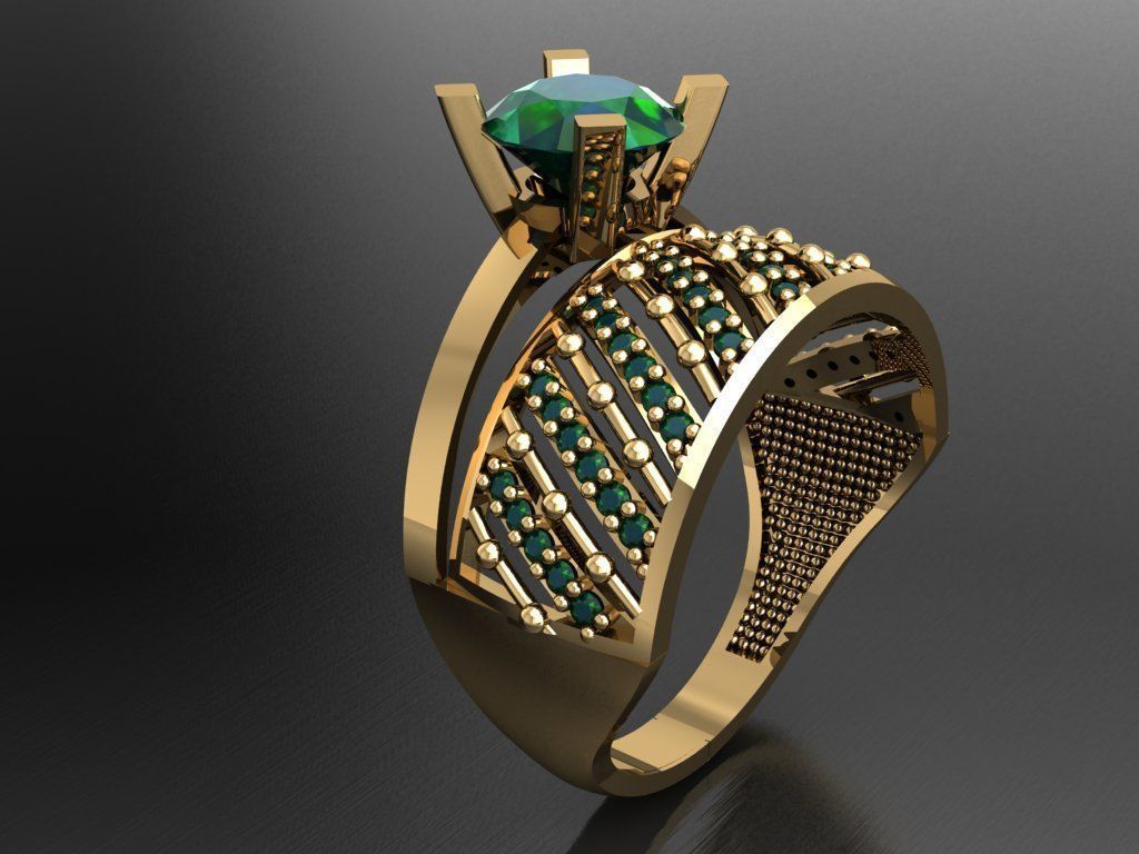 TW060- Diamond ring 3D print model_3