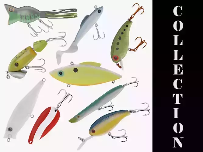 9 Fishing Lures Collection  3D model