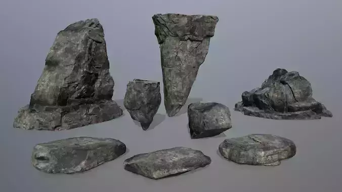 cliff rock set  Low-poly 3D model