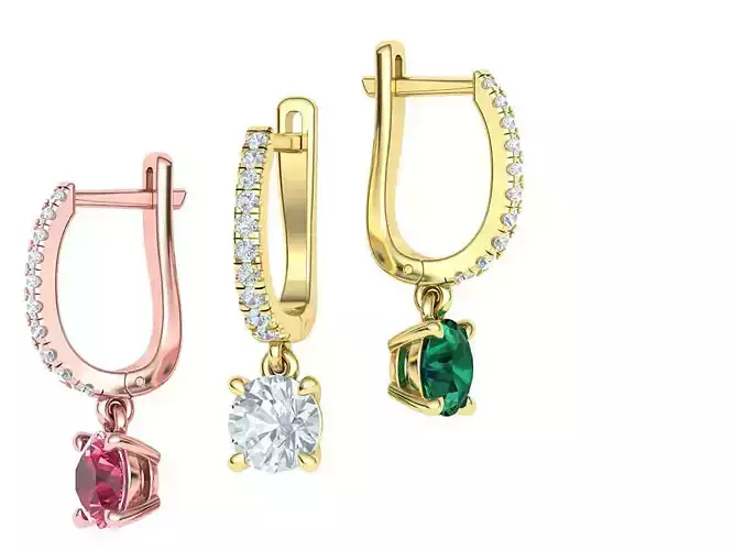 Diamond Huggie Earrings with 6mm stone 3dmodel