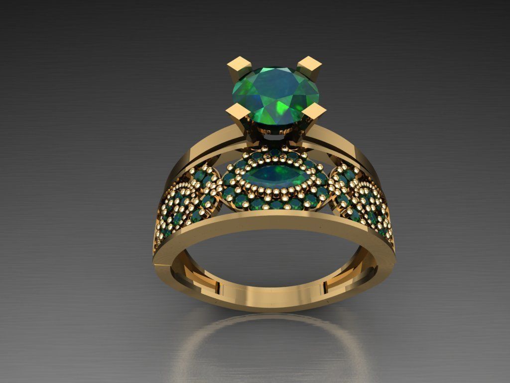 TW064- Diamond ring 3D print model_2