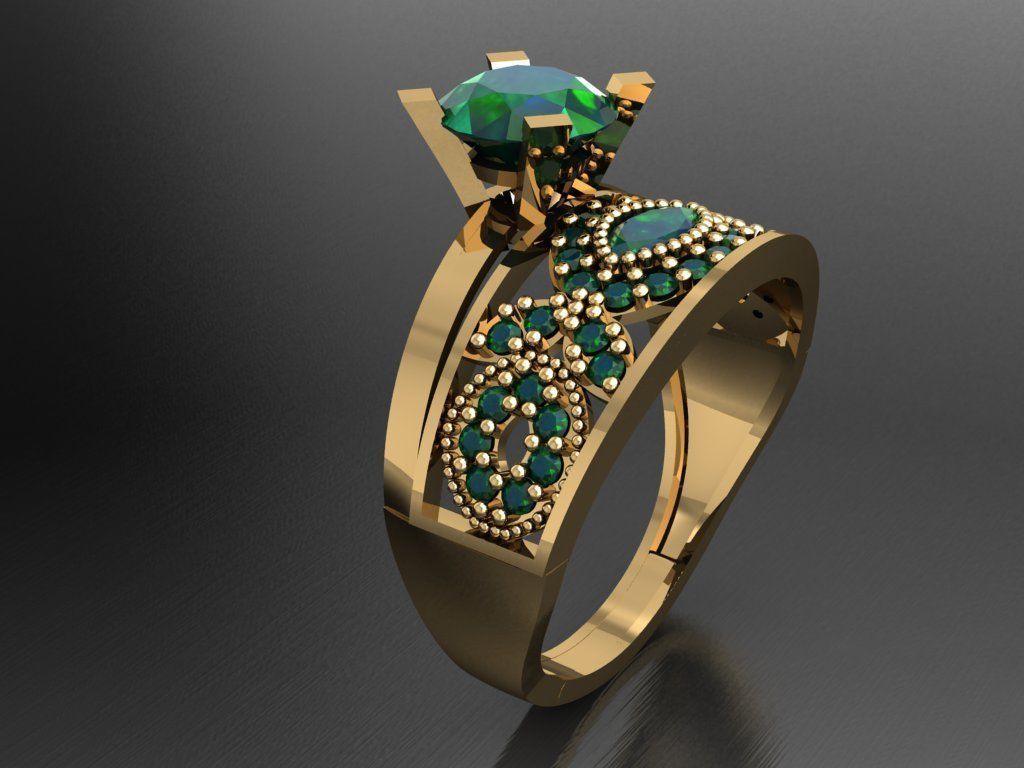 TW064- Diamond ring 3D print model_3