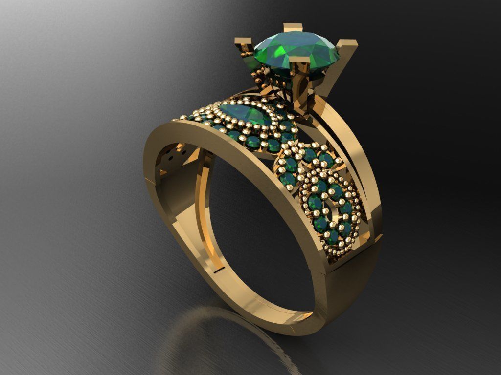 TW064- Diamond ring 3D print model_4
