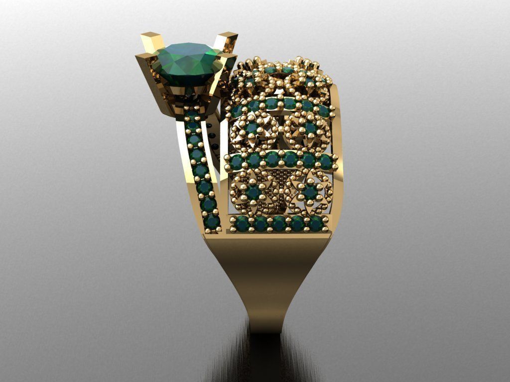 TW065- Diamond ring 3D print model_4