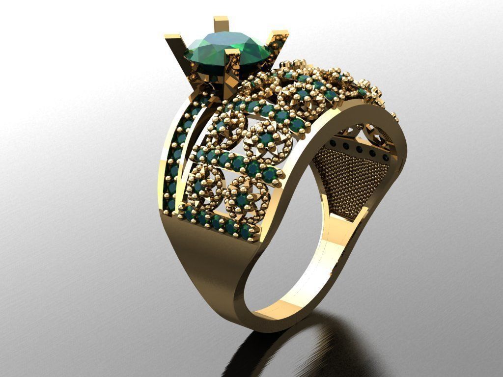 TW065- Diamond ring 3D print model_3