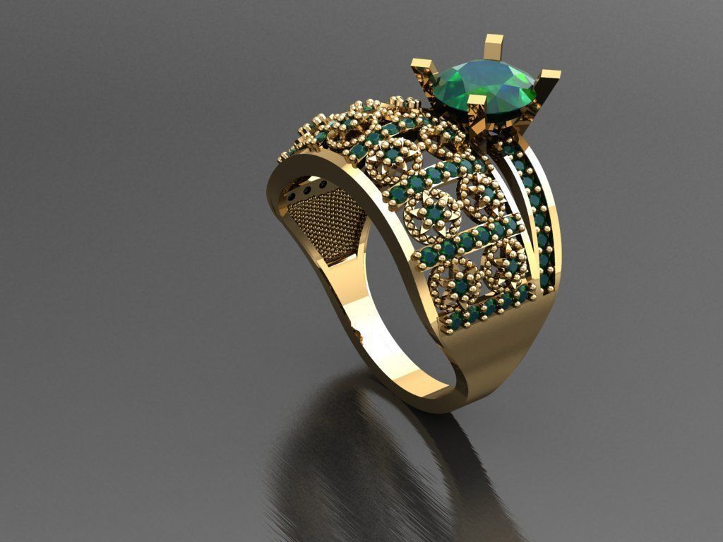 TW065- Diamond ring 3D print model_2