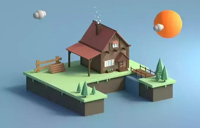 Low Poly Rural House