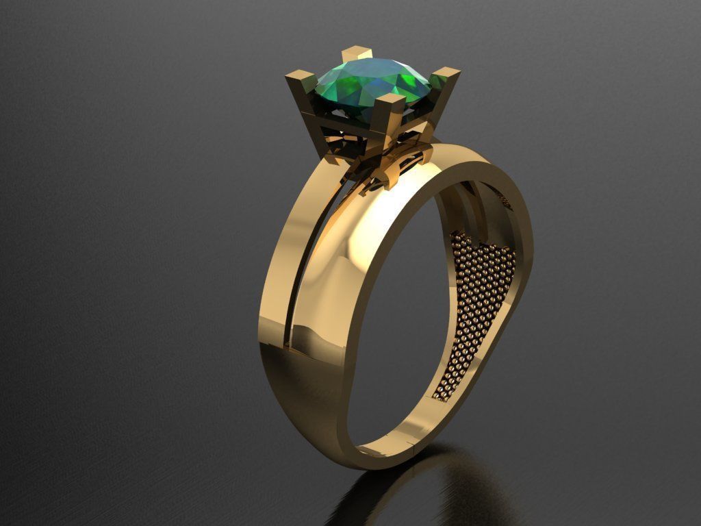 TW068- Diamond ring 3D print model_1