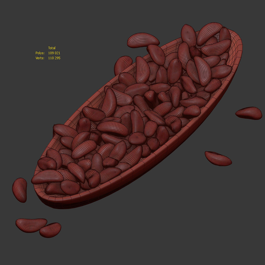 Brazil nuts in a wooden nut bowl Low-poly 3D model_6