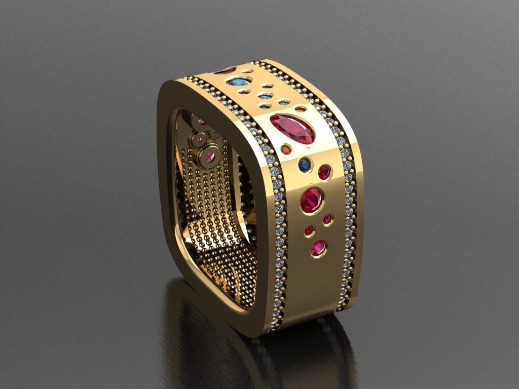 TW074- Diamond ring 3D print model_2