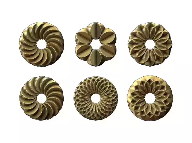 3d Geometrical pattern rosettes N01 3D print model