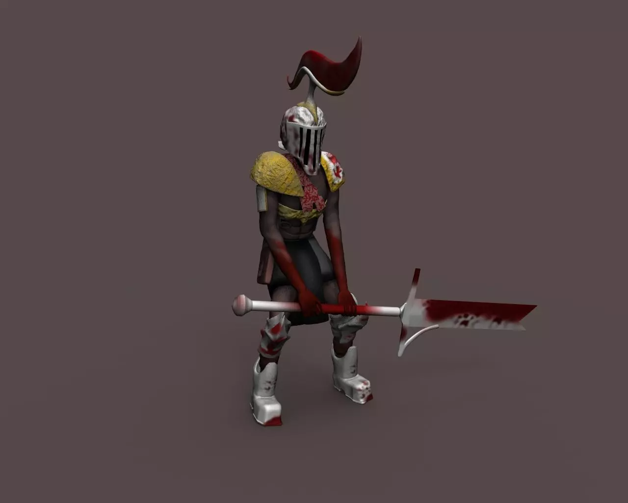 Knight warrior holding sword Free 3D model_0