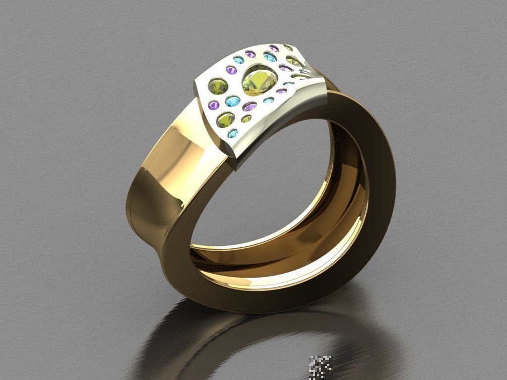 TW085- Diamond ring 3D print model_2