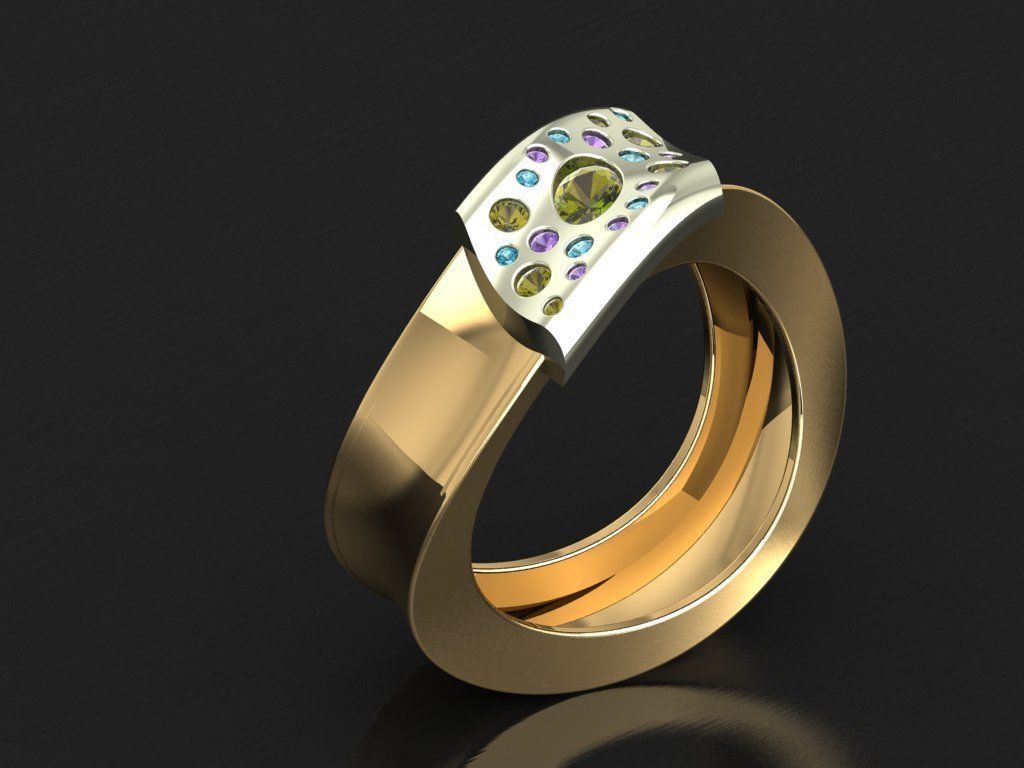 TW085- Diamond ring 3D print model_3