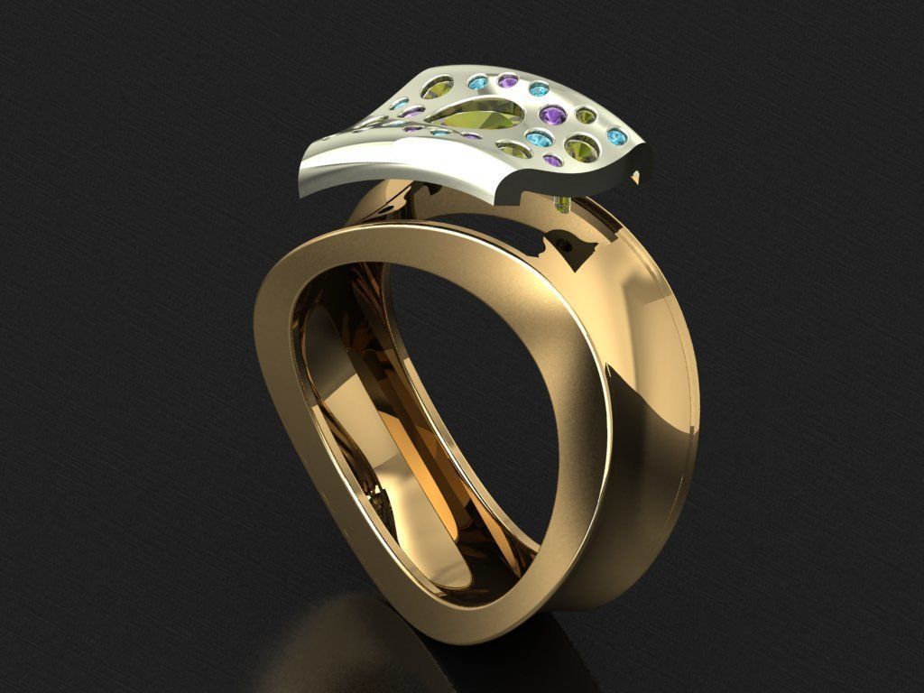TW085- Diamond ring 3D print model_4