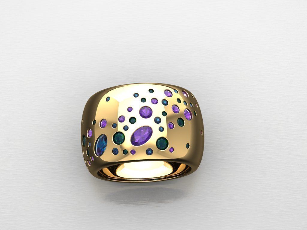 TW086- Diamond ring 3D print model_3