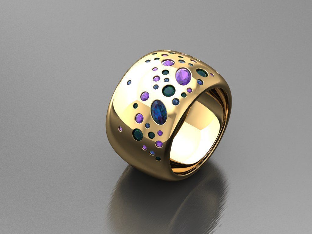 TW086- Diamond ring 3D print model_2