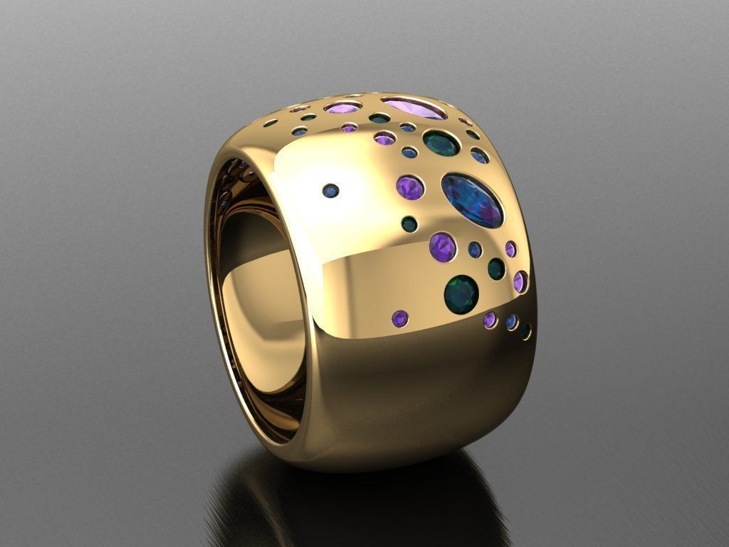 TW086- Diamond ring 3D print model_4