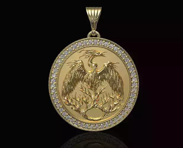 phoenix pendant with gems 3D print model phoenix pendant with gems 3D print model