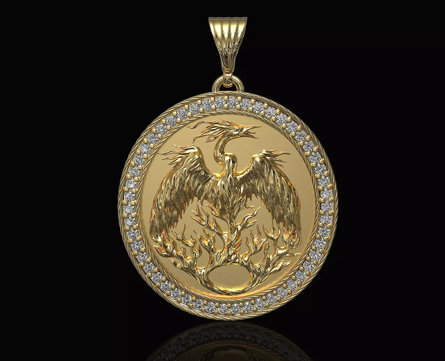 phoenix pendant with gems 3D print model_0