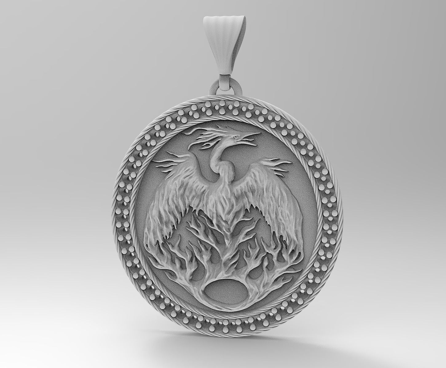 phoenix pendant with gems 3D print model_1