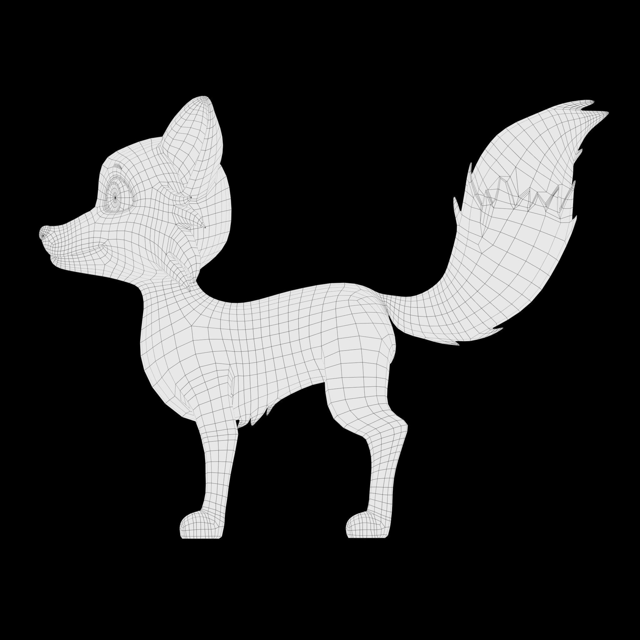Cartoon Fox Low-poly 3D model_17