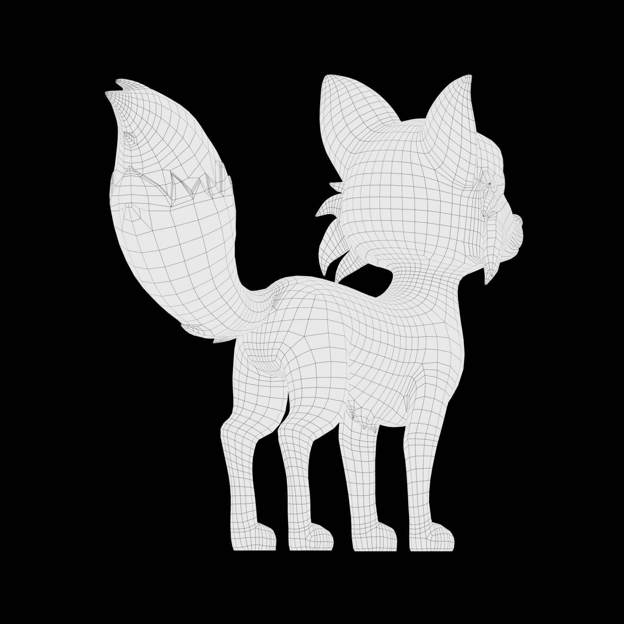 Cartoon Fox Low-poly 3D model_12