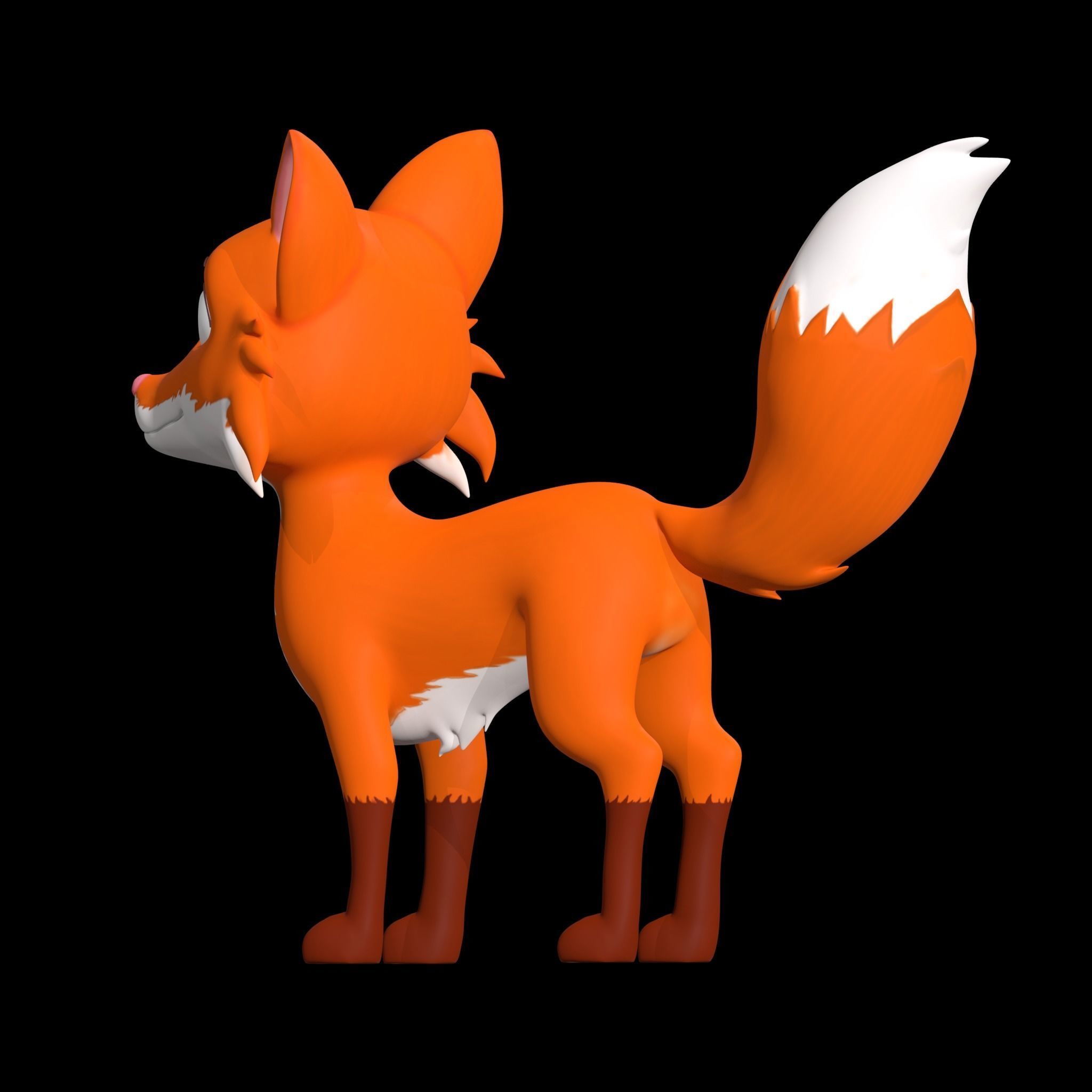 Cartoon Fox Low-poly 3D model_5