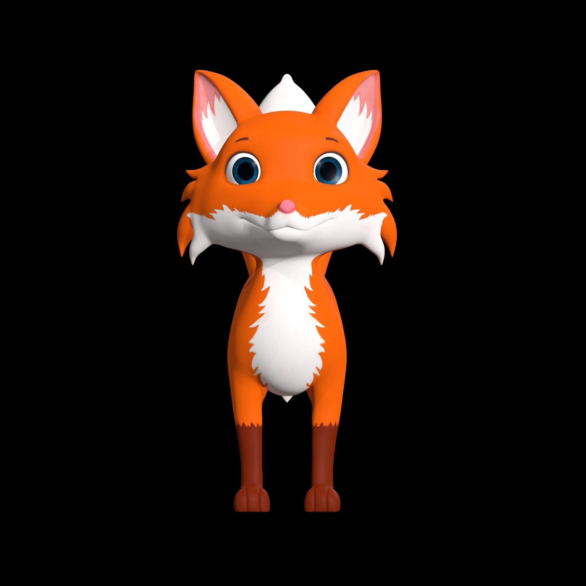 Cartoon Fox Low-poly 3D model_1